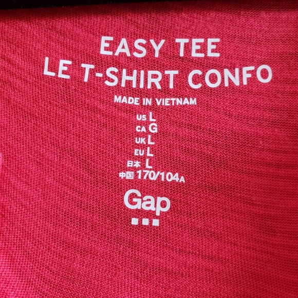 GAP Bright Pink Easy Tee V Neck Short Sleeve Large - Picture 8 of 10